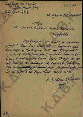 Επιστολή του Δημάρχου Κοζάνης με αποδέκτη τον Γενικό Διοικητή Δυτικής Μακεδονίας.